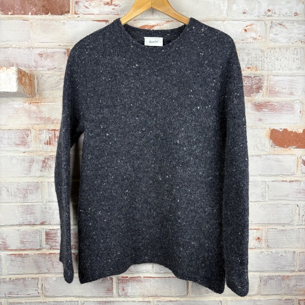 Forét Moss Merino Knit Sweater Dark Grey Mélange Scandi Minimalist Old Money S/M